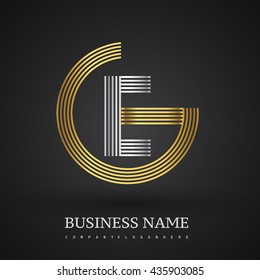 Letter EG or GE linked logo design circle G shape. Elegant gold and silver colored, symbol for your business name or company identity.