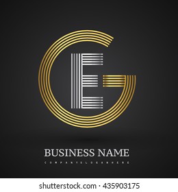 Letter EG or GE linked logo design circle G shape. Elegant gold and silver colored, symbol for your business name or company identity.