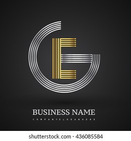 Letter GE or EG linked logo design circle G shape. Elegant silver and gold colored, symbol for your business name or company identity.