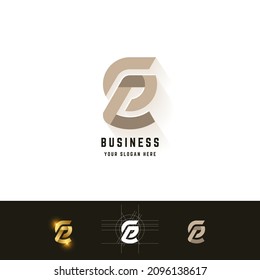 Letter eG or Ge monogram logo with grid method design