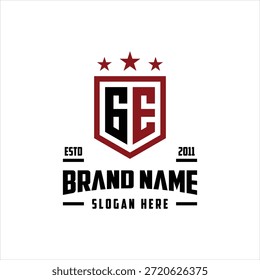 letra GE monograma escudo estrela modelo de vetor design logotipo