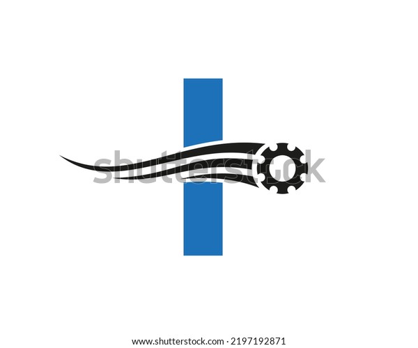 Letter I Gear Cogwheel Logo. Automotive\
Industrial Icon, Gear Logo, Car Repair\
Symbol
