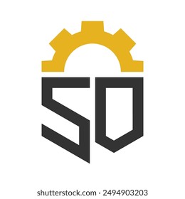 Letter SO Gear Logo Design for Service Center, Repair, Factory, Industrial, Digital and Mechanical Business