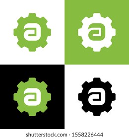Letter a gear logo design template elements, vector illustration