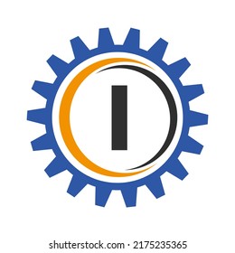 Letter I Gear Logo Design Template. Automotive Gear Logo for Business and Industrial Identity