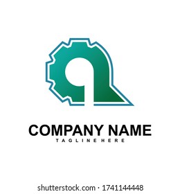 Carta A Con Plantilla De Diseño De Logotipo Gear, Diseño Creativo Y Simple