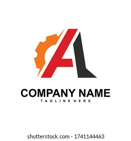 Letter A With Gear Logo Design Template,Creative And Simple Design