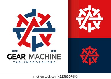 Letra A Gear Machine Logotipo Logotipos Elemento de diseño Plantilla de iluminación vectorial