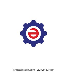 Letter a in gear, tool geometric symbol simple logo vector