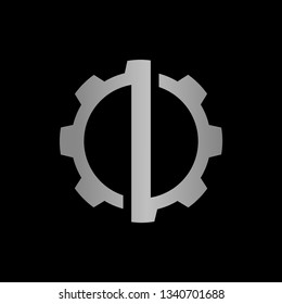 Letter I gear vector template logo. This Design is suitable for technology, industrial or automotive. Gradient. Gray.
