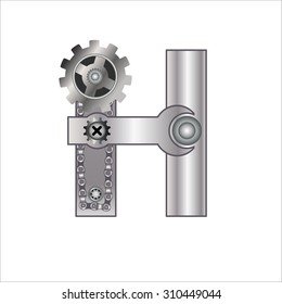The letter with gears. Metal and Gradient. See in my portfolio more letters in this style