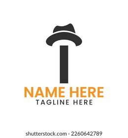 Letter I Gentlemen Hat Logo Design  Concept With Cowboy Hat Icon Template