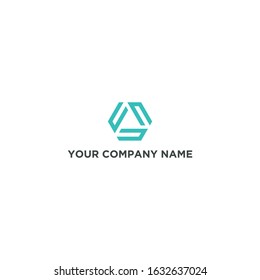 letter A geometric with cyan colors