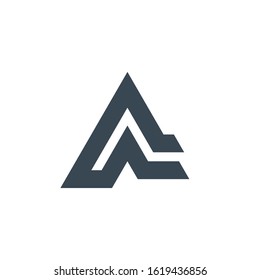 Letter A or geometric triangle logo design. Trinity concept. Business identity tech element. Stock Vector illustration isolated on white background.