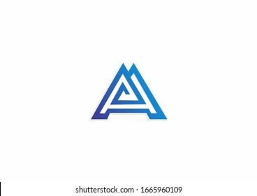 Letter A Geometric vector logo design. Triangle with line concept design