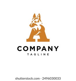 Letter A German Shepherd Logo Icon Vector