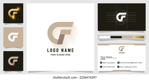 Letter GF or CF monogram logo with business card design