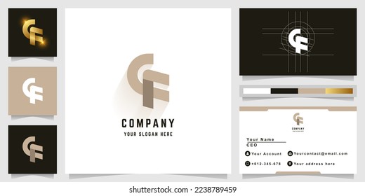 Letter GF or CF monogram logo with business card design