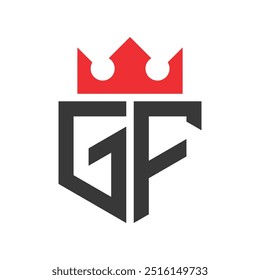 Letter GF Crown Logo. Crown on Letter GF Logo Design Template