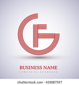 Letter GF or FG linked logo design circle G shape. Elegant red colored, symbol for your business name or company identity
