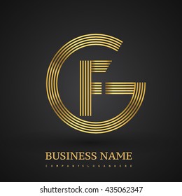 Letter GF or FG linked logo design circle G shape. Elegant golden colored, symbol for your business name or company identity.