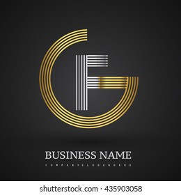 Letter GF or FG linked logo design circle G shape. Elegant gold and silver colored, symbol for your business name or company identity.