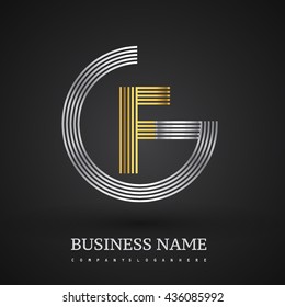 Letter GF or FG linked logo design circle G shape. Elegant silver and gold colored, symbol for your business name or company identity.