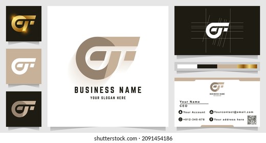 Letter GF or GT monogram logo with business card design