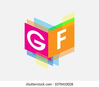 Letter GF logo with colorful geometric shape, letter combination logo design for creative industry, web, business and company.