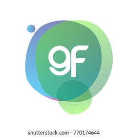 Letter GF logo with colorful splash background, letter combination logo design for creative industry, web, business and company.
