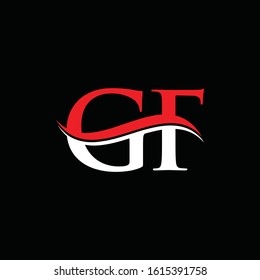 letter GF Logo Design Red White With Black Background. Initial GF Vector Illustration