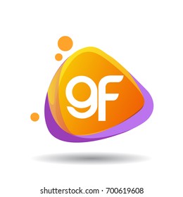 Letter GF logo in triangle splash and colorful background, letter combination logo design for creative industry, web, business and company.