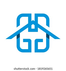 Letter GG, GH Vector Logo. Home Icon and Symbol	