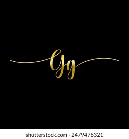 Letter gg gold logo design template . gg calligraphy logo design inspiration . luxury gg icon