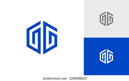 Letter GG hexagon logo vector