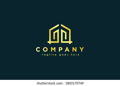 letter GG house real estate logo. Vector business property company logo design illustration