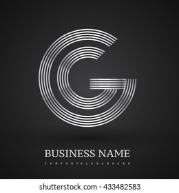 Letter GG linked logo design circle G shape. Elegant silver colored, symbol for your business name or company identity.