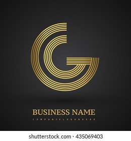 Letter GG linked logo design circle G shape. Elegant golden colored, symbol for your business name or company identity.