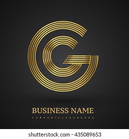 Letter GG linked logo design circle G shape. Elegant golden colored, symbol for your business name or company identity.