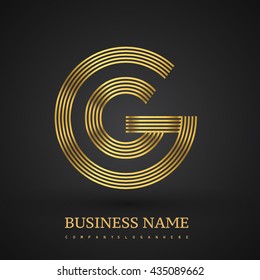 Letter GG linked logo design circle G shape. Elegant golden colored, symbol for your business name or company identity.