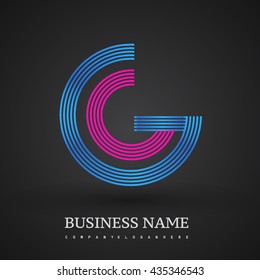 Letter GG linked logo design circle G shape. Elegant blue and red colored, symbol for your business name or company identity.
