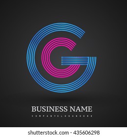 Letter GG linked logo design circle G shape. Elegant blue and red colored, symbol for your business name or company identity.