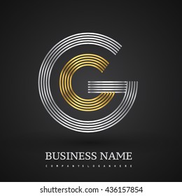 Letter GG linked logo design circle G shape. Elegant silver and gold colored, symbol for your business name or company identity.