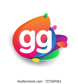Letter GG logo with colorful splash background, letter combination logo design for creative industry, web, business and company.