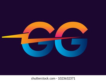 Letter GG logo with Lightning icon, letter combination Power Energy Logo design for Creative Power ideas, web, business and company.