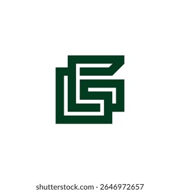 letter gg square stripes geometric lines logo vector