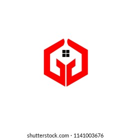 letter GG with windows concept logo