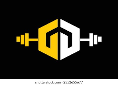 Letra G, G O G Logotipo con barra. Vector del logotipo del gimnasio. Logotipo creativo del gimnasio y de la aptitud	