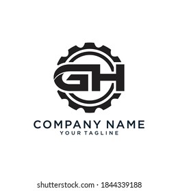 Letter GH gear logo design template illustration.