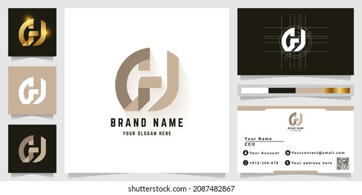 Letter GH or GJ monogram logo with business card design